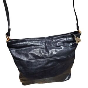 Vintage Morris Moskowitz Black Leather Crossbody Bag Designer Purse Shoulder Bag